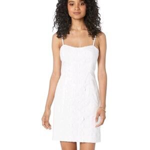 Lilly Pulitzer Women's Sheath Dress Railee Resort White Floral Cross Eyelet S 6